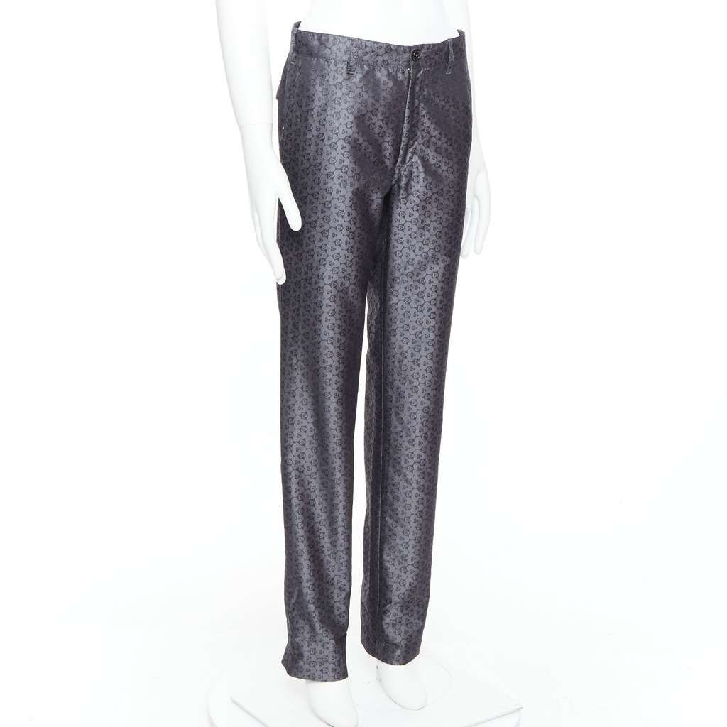 Ann Demeulemeester Geometric Print Pants Grey Silk Never worn - Inside View