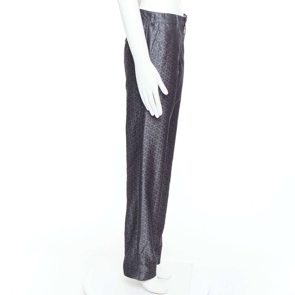 Ann Demeulemeester Geometric Print Pants Grey Silk Never worn - Model View