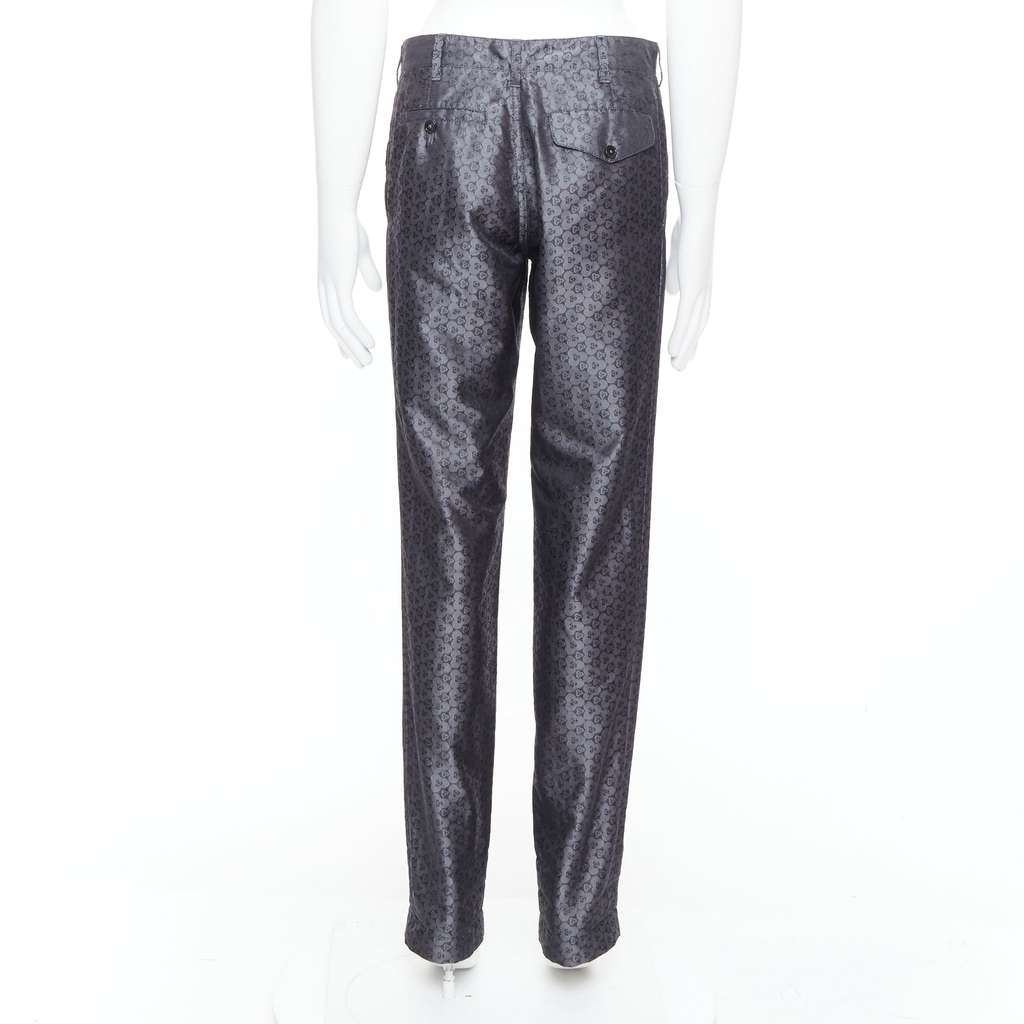 Ann Demeulemeester Geometric Print Pants Grey Silk Never worn - Box View