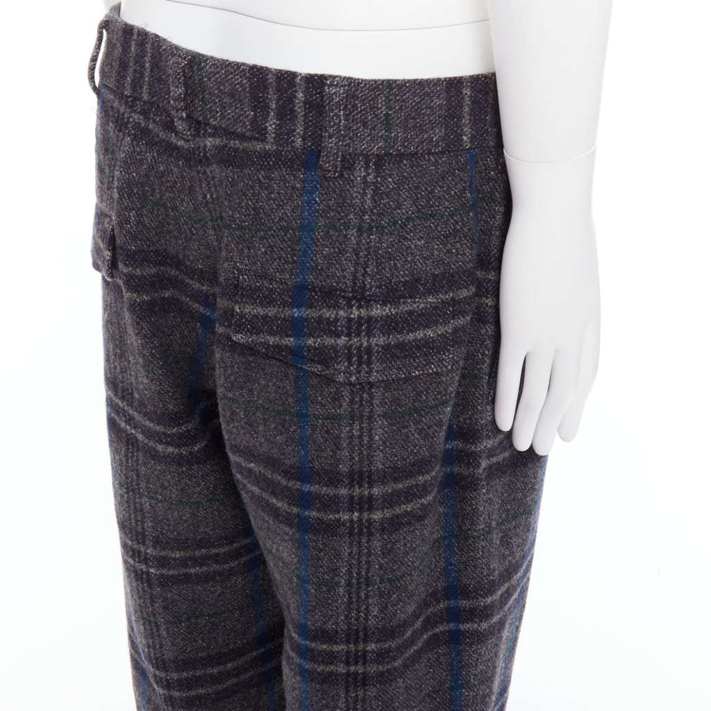Yohji Yamamoto Checkered Wide Pants Grey Wool Never worn - Back View