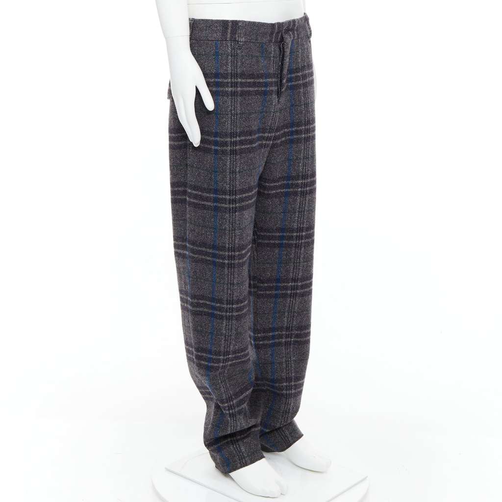 Yohji Yamamoto Checkered Wide Pants Grey Wool Never worn - Inside View