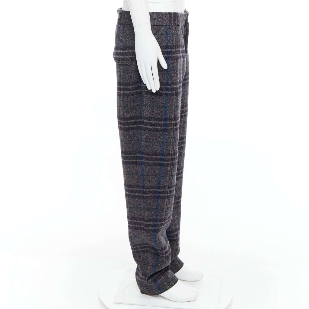 Yohji Yamamoto Checkered Wide Pants Grey Wool Never worn - Model View