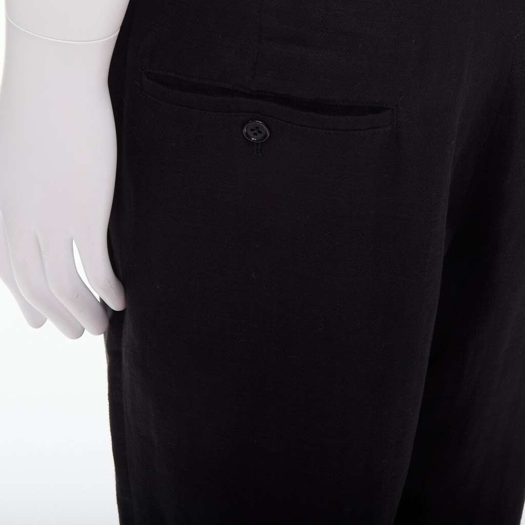 Yohji Yamamoto Tapered Wide Pants Black Linen Good condition - Back View