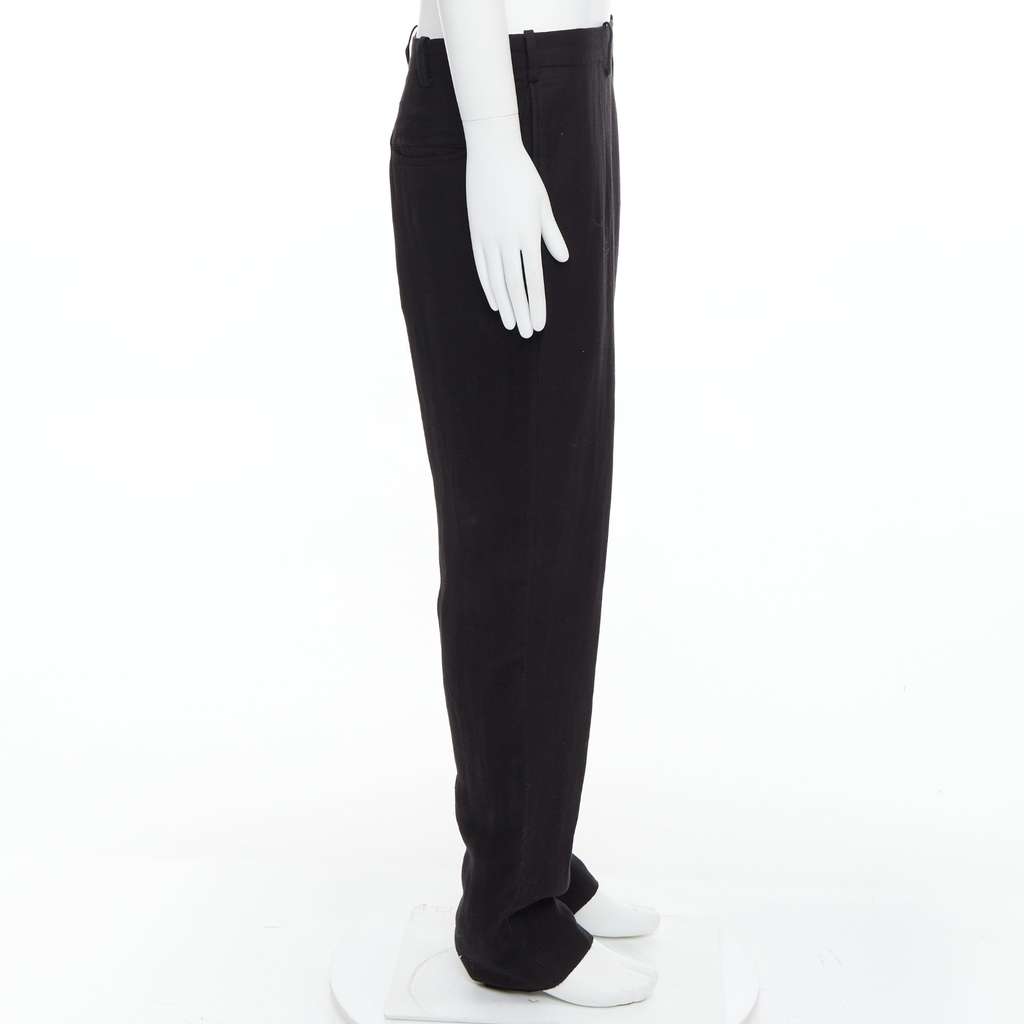 Yohji Yamamoto Tapered Wide Pants Black Linen Good condition - Model View