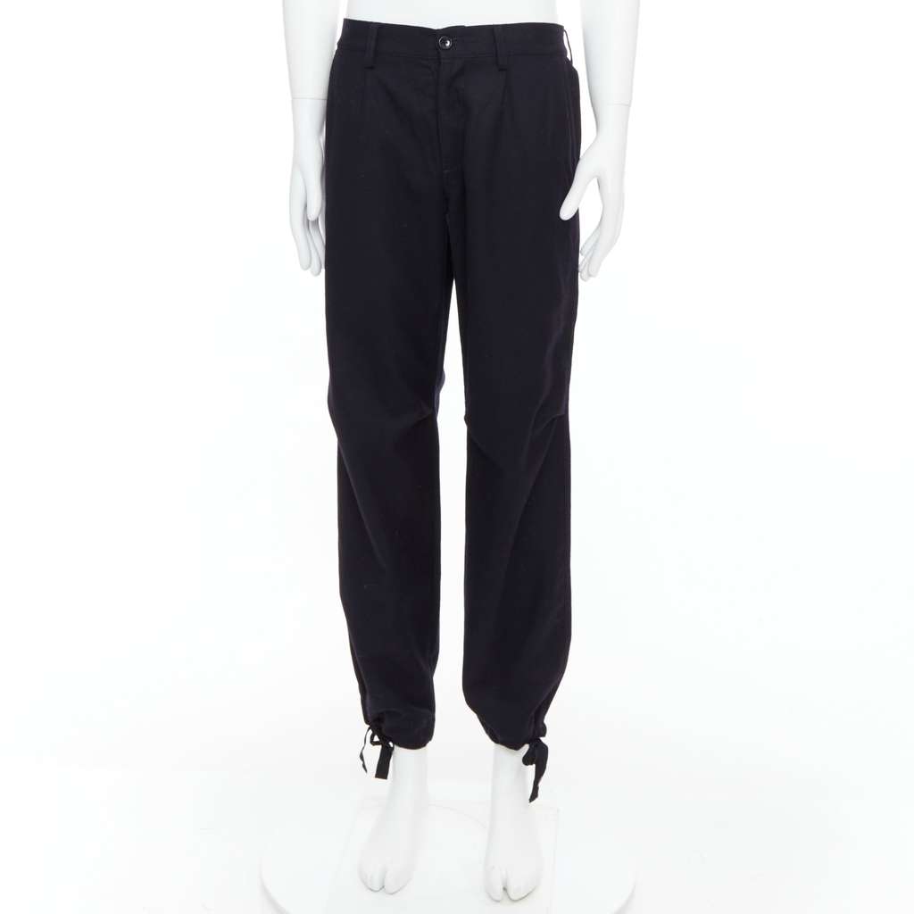 Yohji Yamamoto Drawstring Wide Pants Black Wool Very good condition - Front View