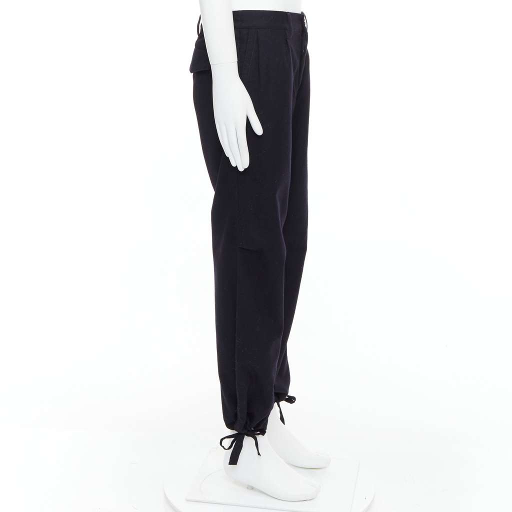 Yohji Yamamoto Drawstring Wide Pants Black Wool Very good condition - Model View