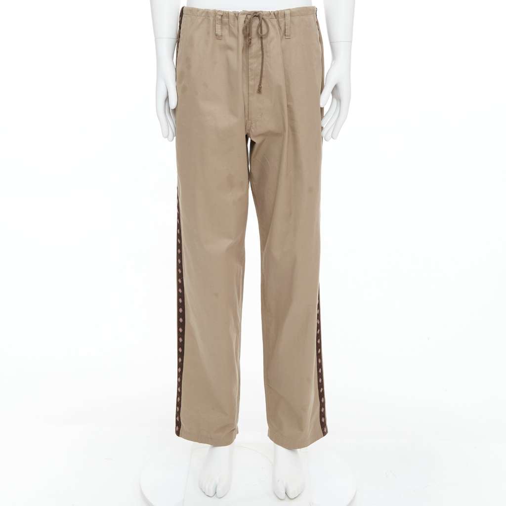 Yohji Yamamoto Ethnic Trim Pants Beige Cotton Fair condition - Inside View