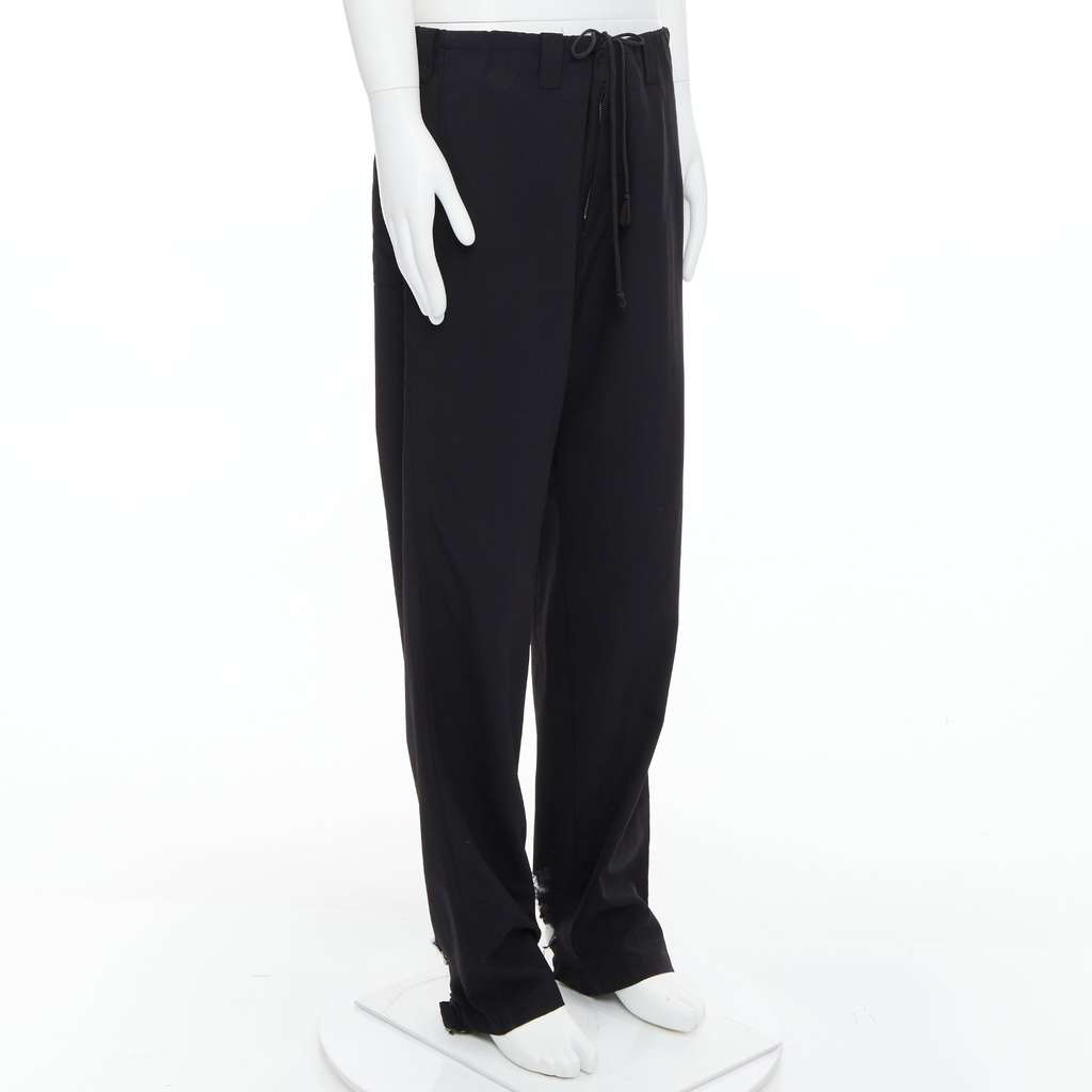 Yohji Yamamoto Distressed Wide Pants Black Polyester Fair - Inside View