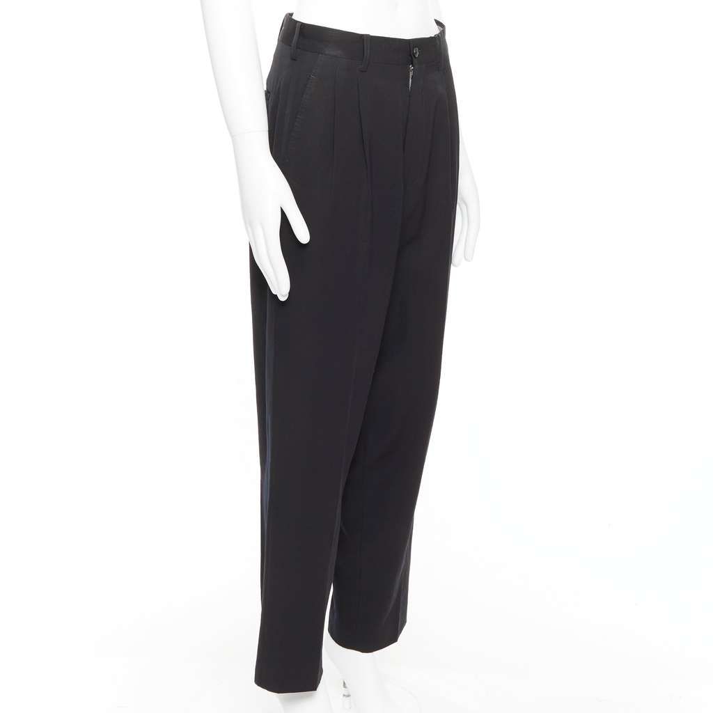 Yohji Yamamoto Pleated Wool Pants Navy Wool Fair condition - Inside View