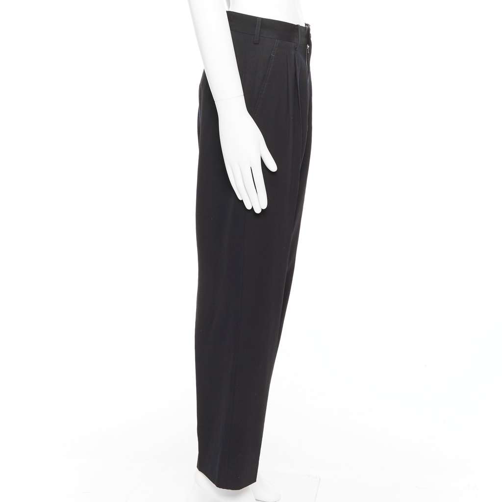 Yohji Yamamoto Pleated Wool Pants Navy Wool Fair condition - Model View