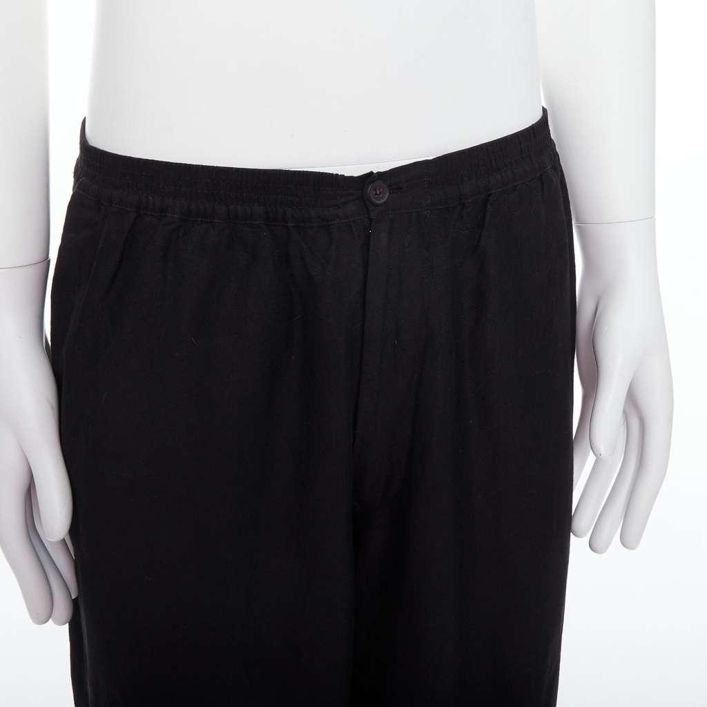 Yohji Yamamoto Elastic Wide Pants Black Linen Very good - Back View