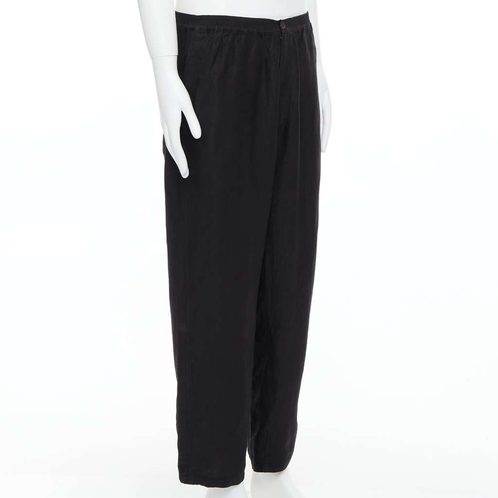 Yohji Yamamoto Elastic Wide Pants Black Linen Very good - Inside View