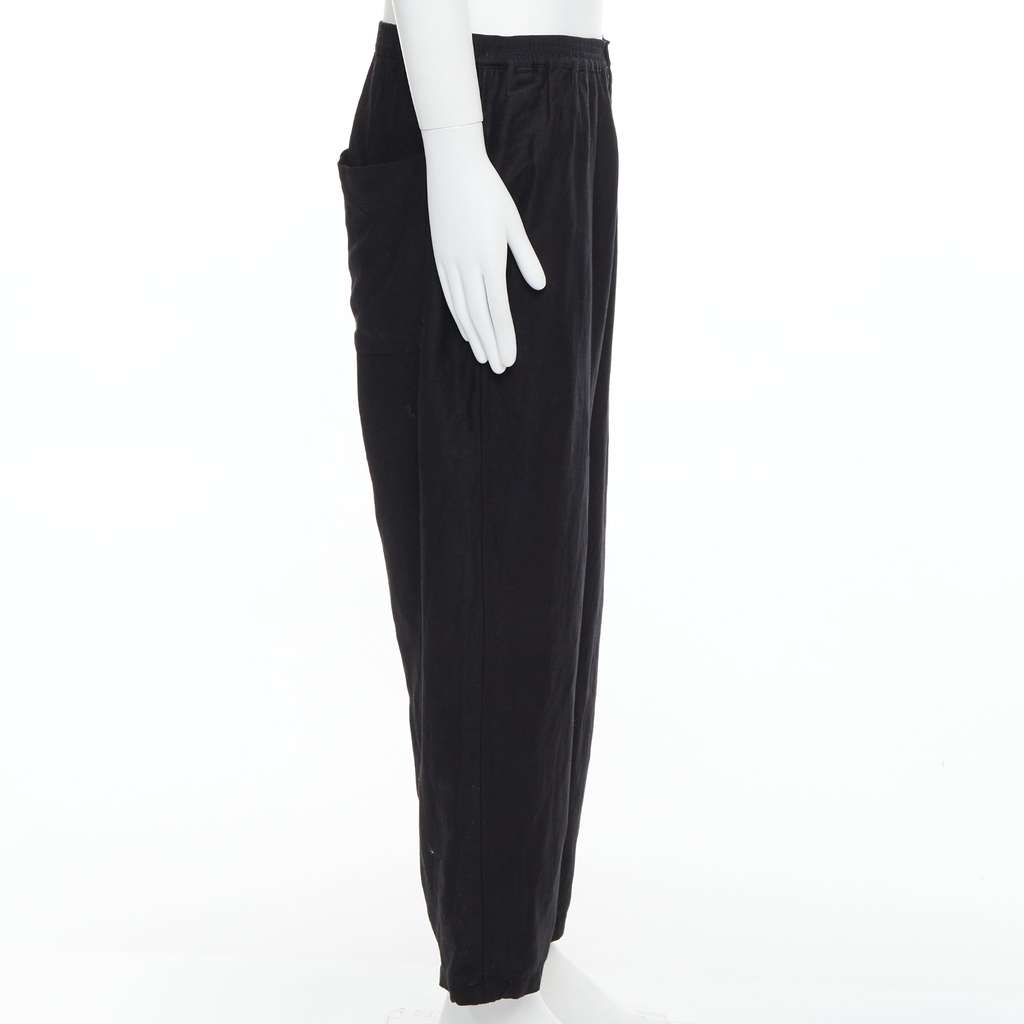 Yohji Yamamoto Elastic Wide Pants Black Linen Very good - Model View