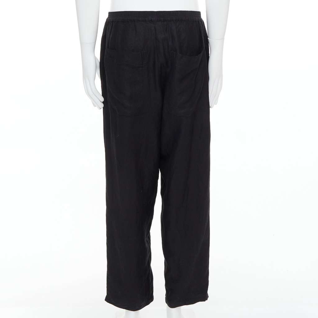 Yohji Yamamoto Elastic Wide Pants Black Linen Very good - Box View