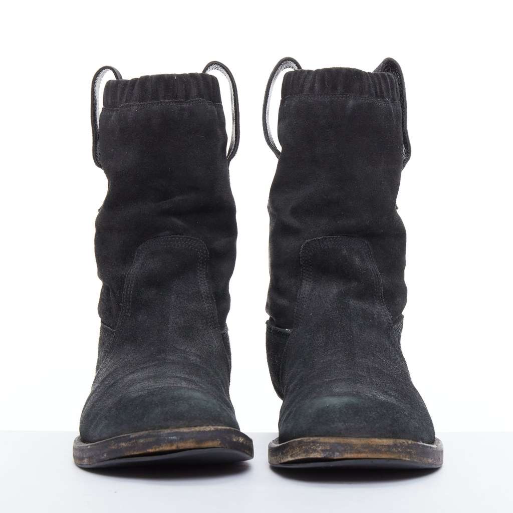 Balenciaga Scaled Buckle Platform Boots Black Leather Fair condition - Inside View