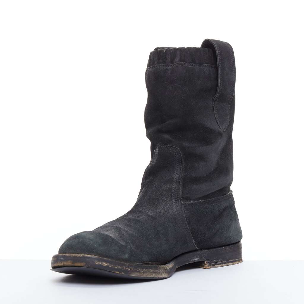 Balenciaga Scaled Buckle Platform Boots Black Leather Fair condition - Model View