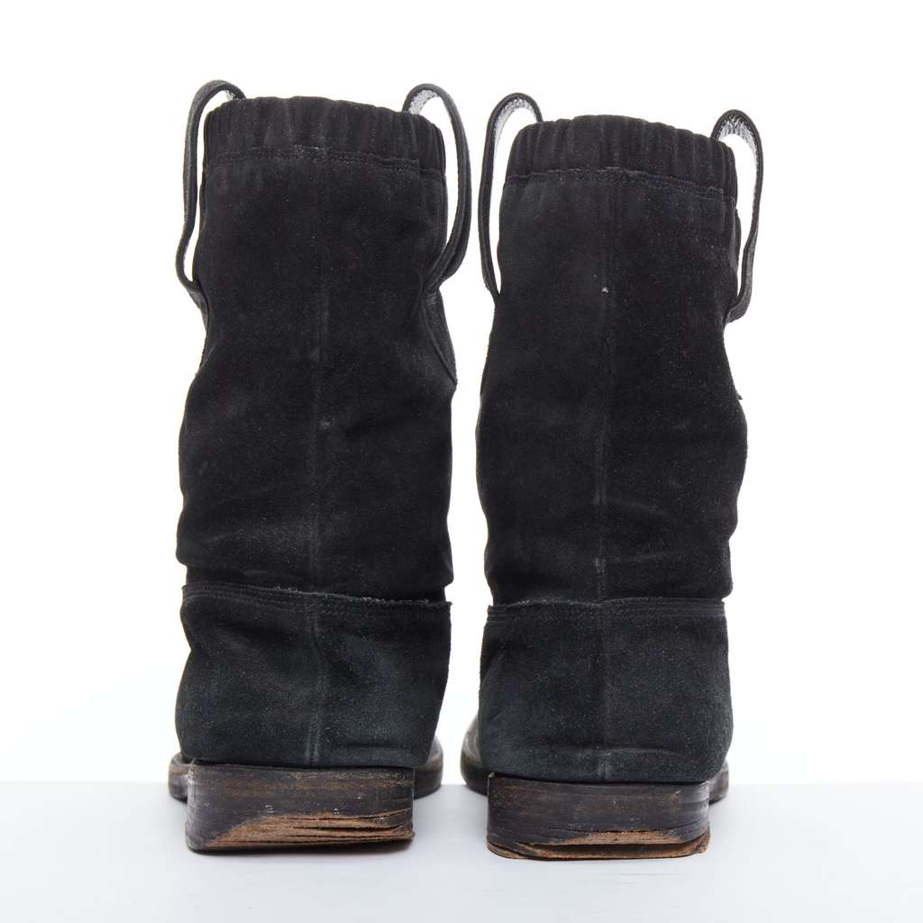 Balenciaga Scaled Buckle Platform Boots Black Leather Fair condition - Box View