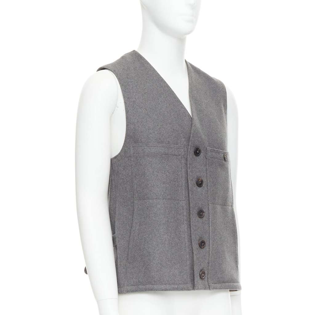 Lemaire Tape Bonded Vest Grey Wool Very good - Inside View