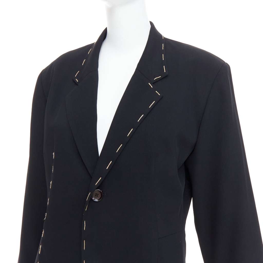 Yohji Yamamoto Black Long Blazer Coat Black Wool Very good - Back View