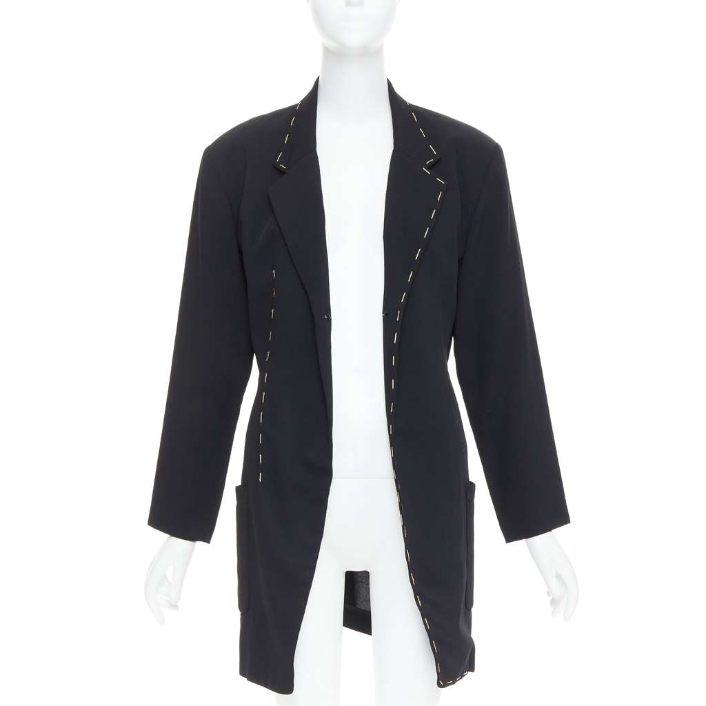 Yohji Yamamoto Black Long Blazer Coat Black Wool Very good - Inside View