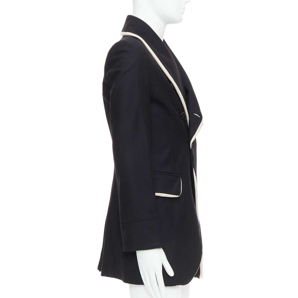Ann Demeulemeester Black Wool Shawl Coat Black Wool Very good - Model View