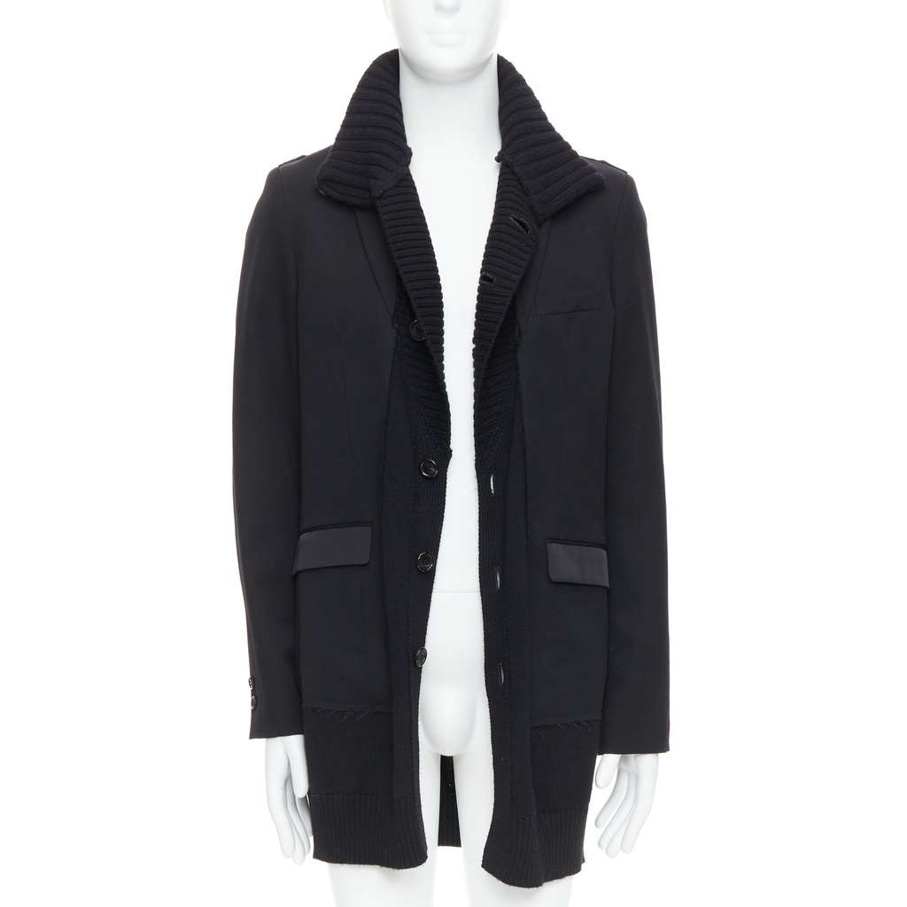 Undercover Black Rib Trim Coat Black Wool Very good condition - Inside View