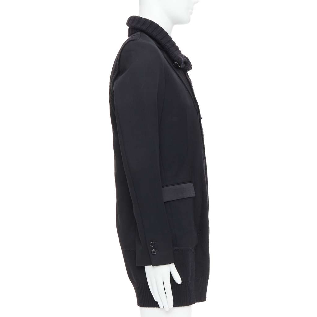 Undercover Black Rib Trim Coat Black Wool Very good condition - Box View