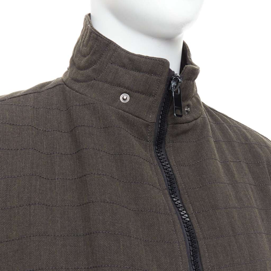 Burberry Green Wool Biker Jacket Khaki Wool Good - Back View