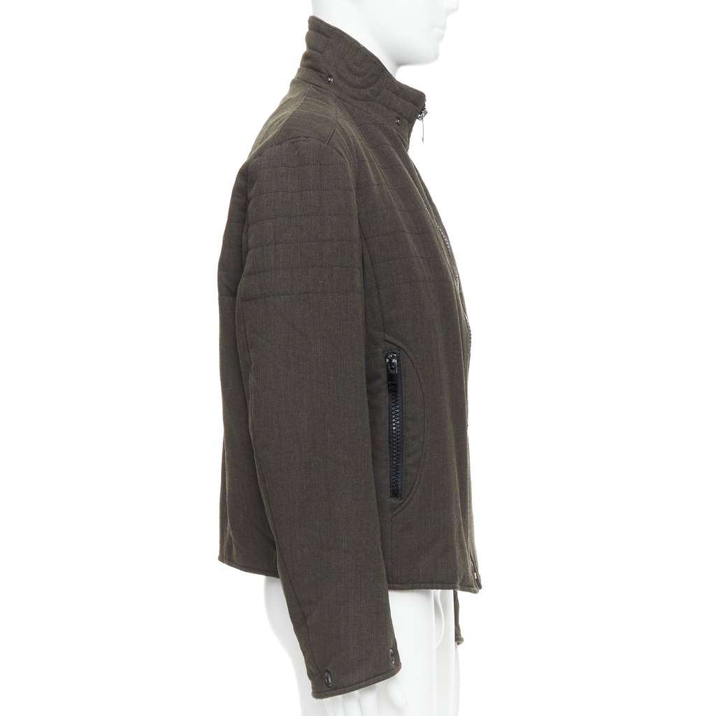Burberry Green Wool Biker Jacket Khaki Wool Good - Box View