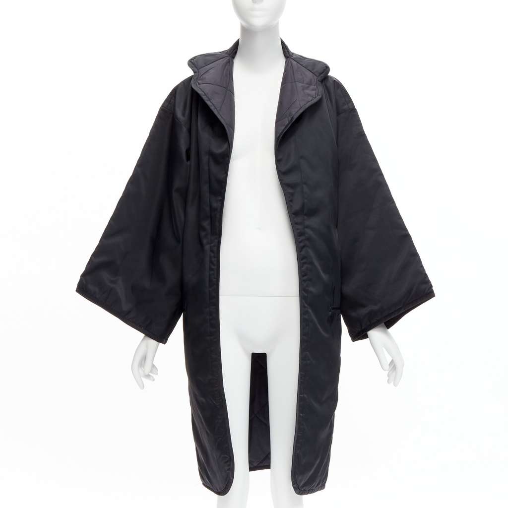 Yohji Yamamoto Black Padded Kimono Coat Black Never worn - Front View
