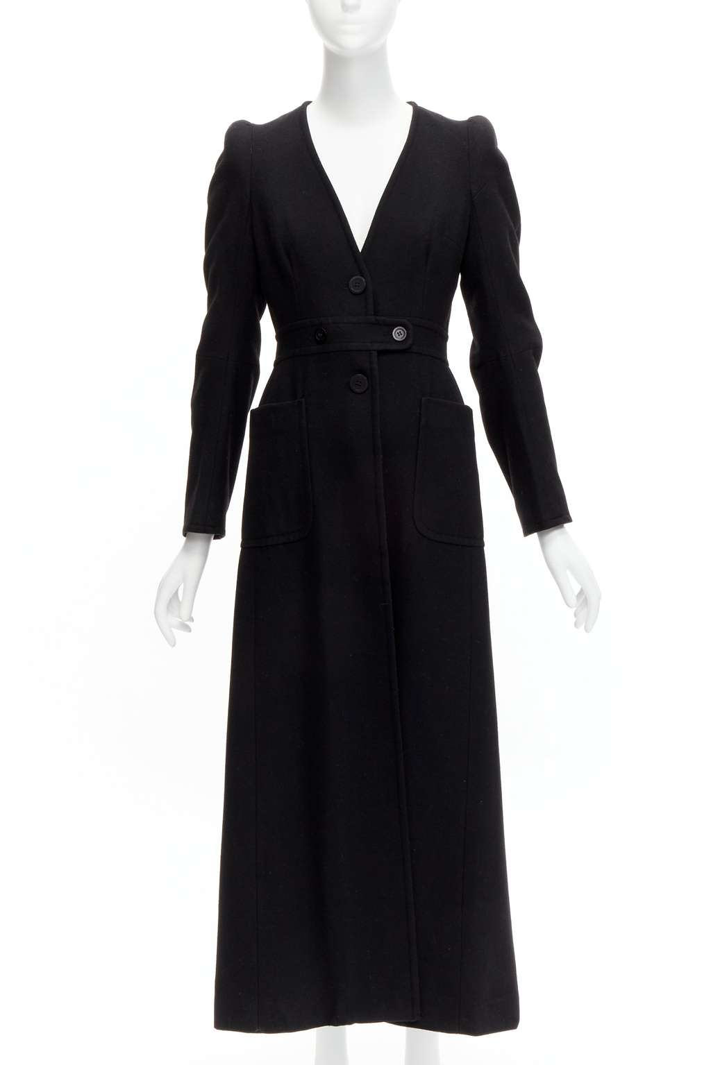Maison Martin Margiela Black Wool Cigarette Coat Black Polyester Very good - Front View