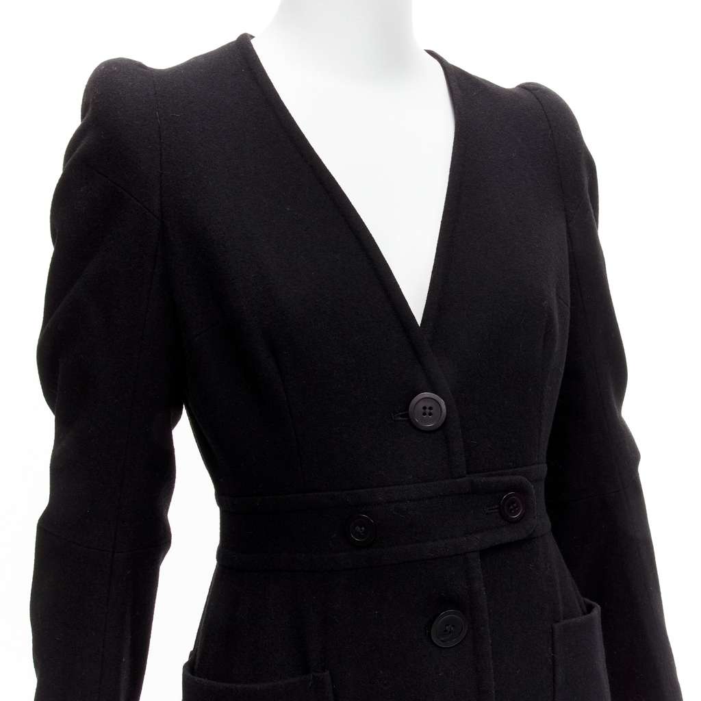 Maison Martin Margiela Black Wool Cigarette Coat Black Polyester Very good - Back View