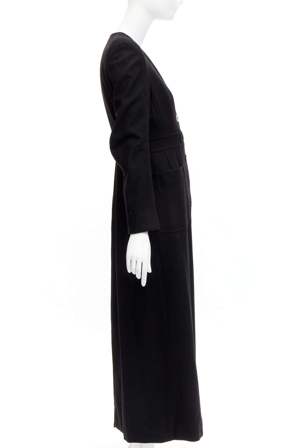 Maison Martin Margiela Black Wool Cigarette Coat Black Polyester Very good - Box View