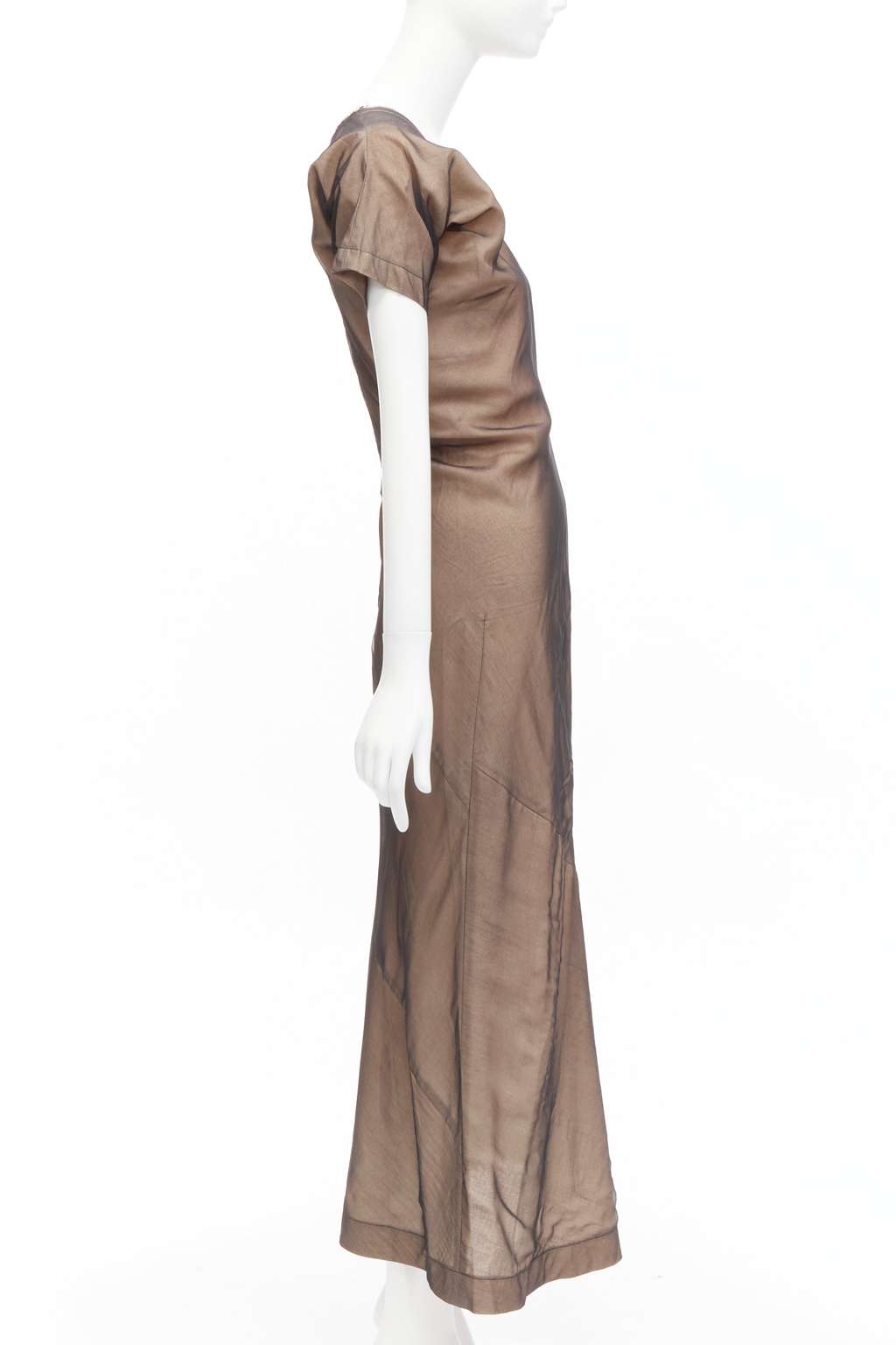 Comme Des Garcons Sheer Overlay Dress Beige Cotton Fair - Model View