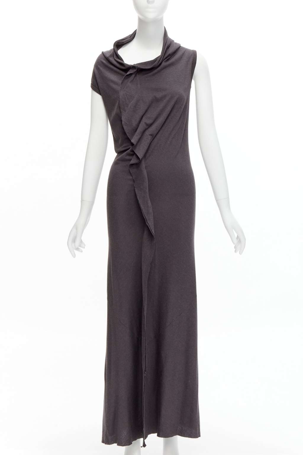 Comme Des Garcons Cowl Flutter Dress Grey Polyester Very good condition - Front View