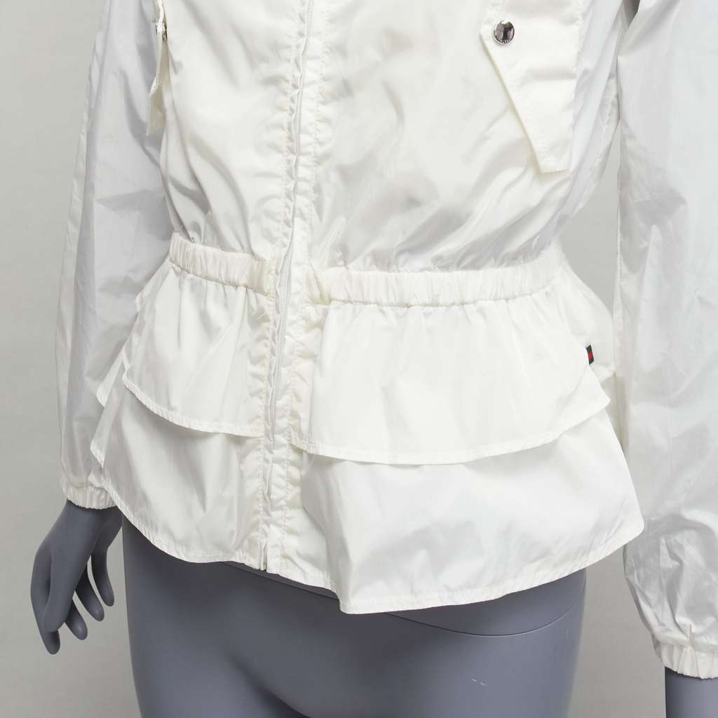 Gucci Ivory Peplum Hooded Jacket Ecru Polyamide Never worn, with tag - Back View
