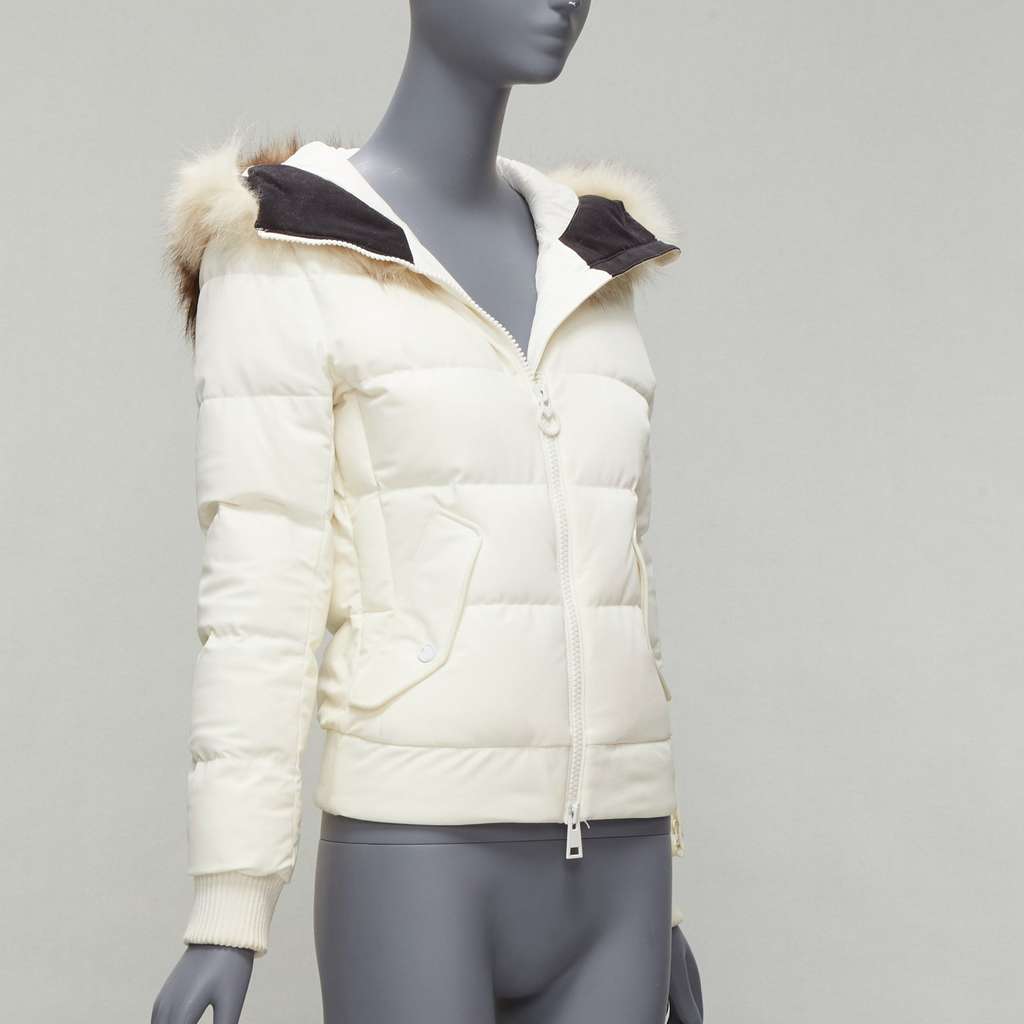 Rossignol Ivory Fur Hooded Puffer Ecru Polyamide Good - Model View