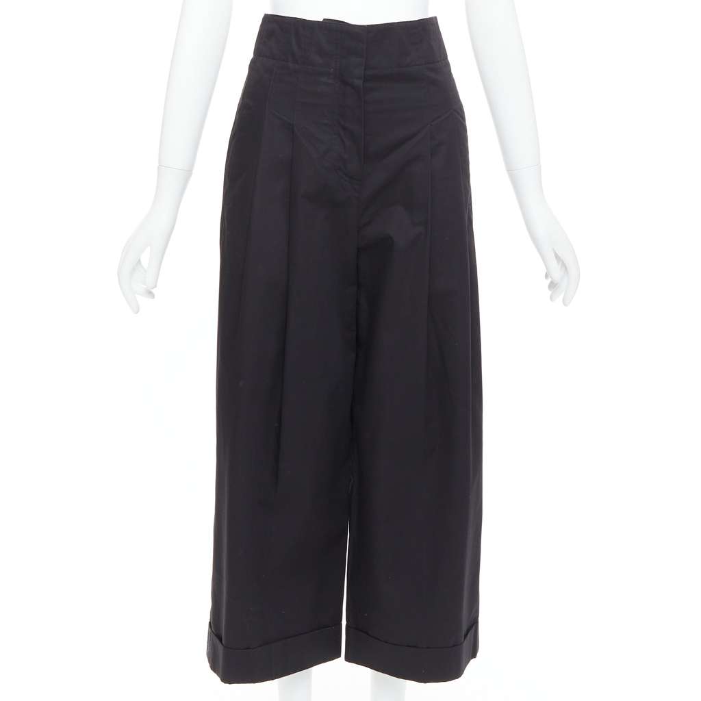 Celine High Waist Pants Black Cotton Very good - Front View