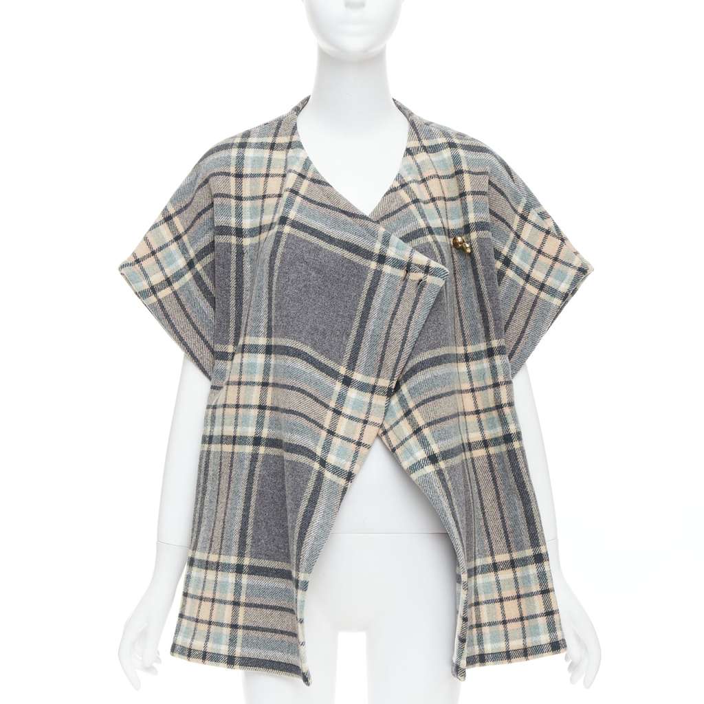 Chloé Grey Checked Cape Top Pink Wool Very good - Front View