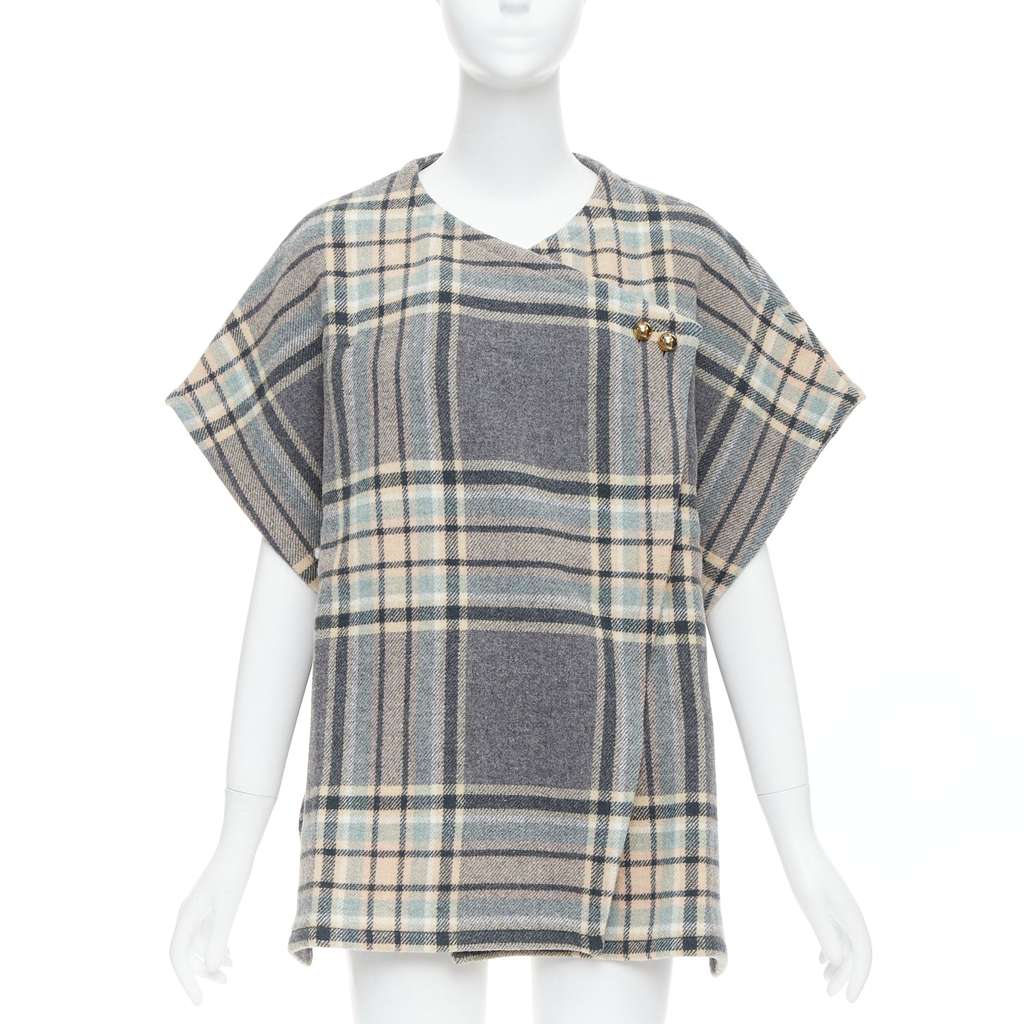 Chloé Grey Checked Cape Top Pink Wool Very good - Inside View