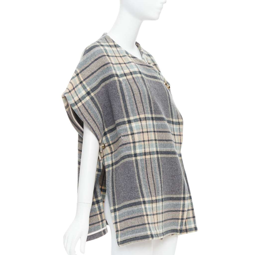 Chloé Grey Checked Cape Top Pink Wool Very good - Model View