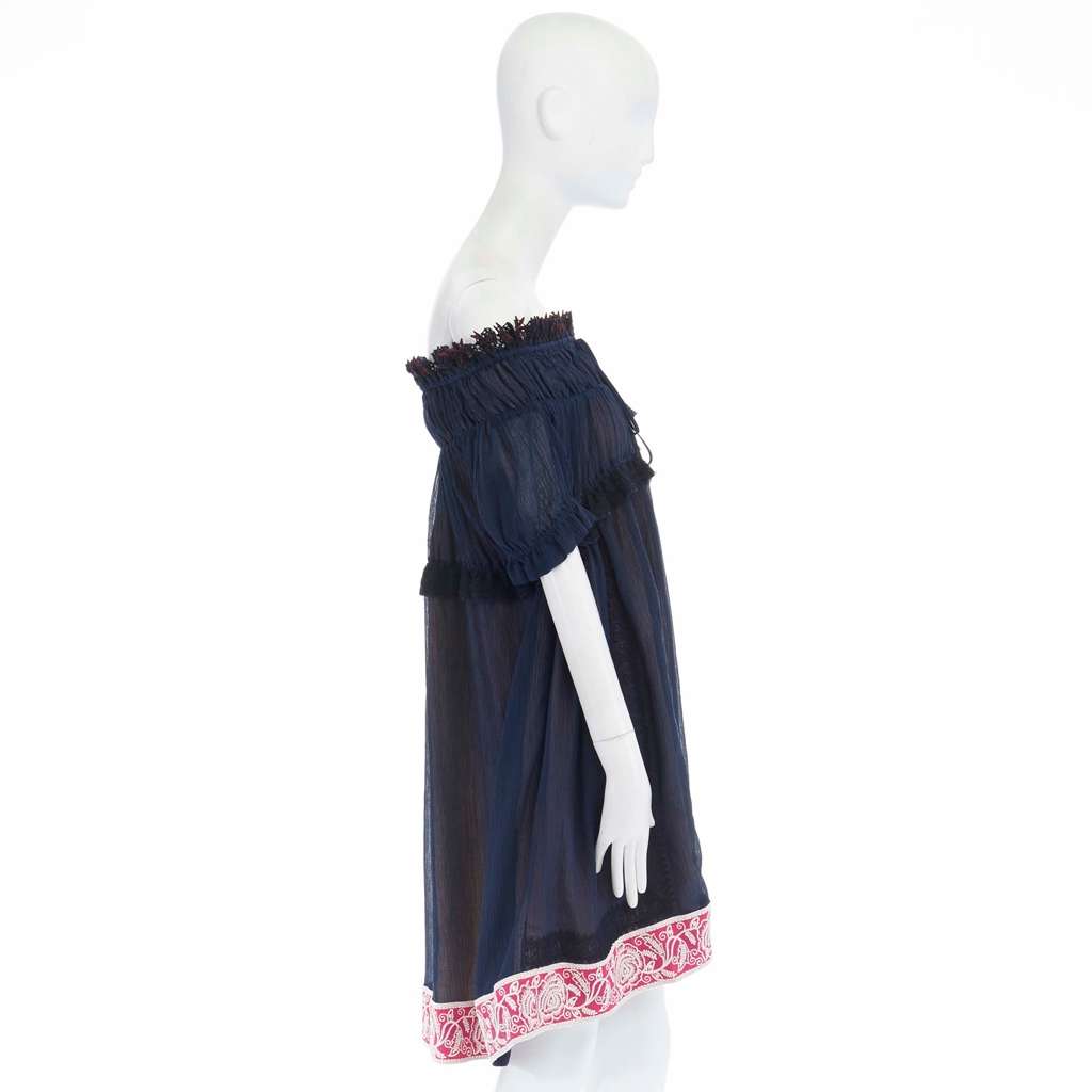Chloé Boho Lace Dress Navy Cotton Never worn, with tag - Box View
