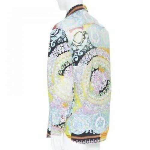 Versace Baroque Medusa Shirt Blue Cotton Never worn, with tag - Box View