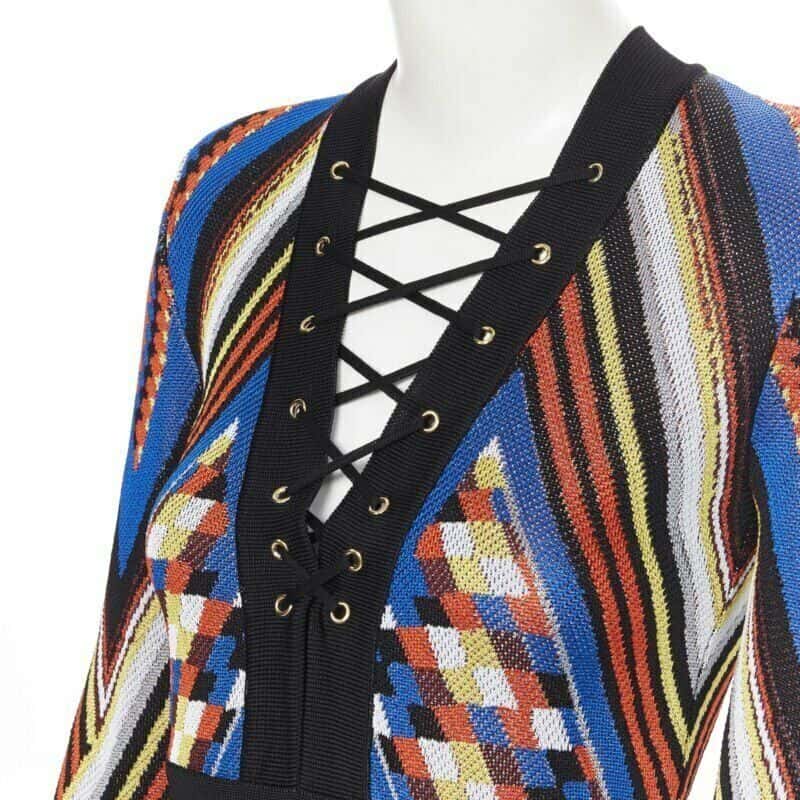 Balmain Tribal Knit Dress MultiColor Viscose Never worn - Back View