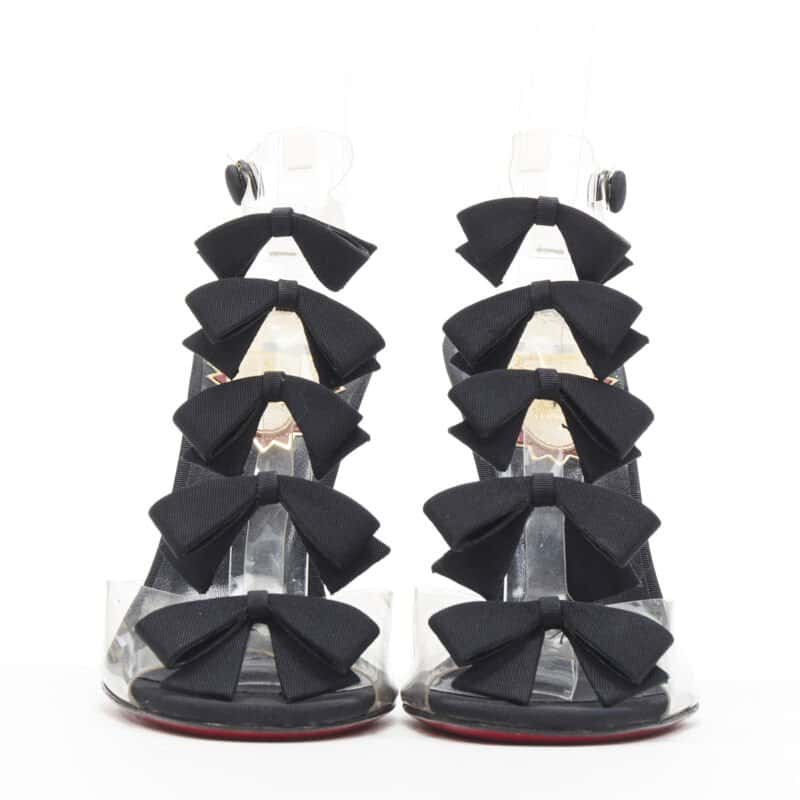 Christian Louboutin Grosgrain Strap Heels Black Plastic Good - Inside View