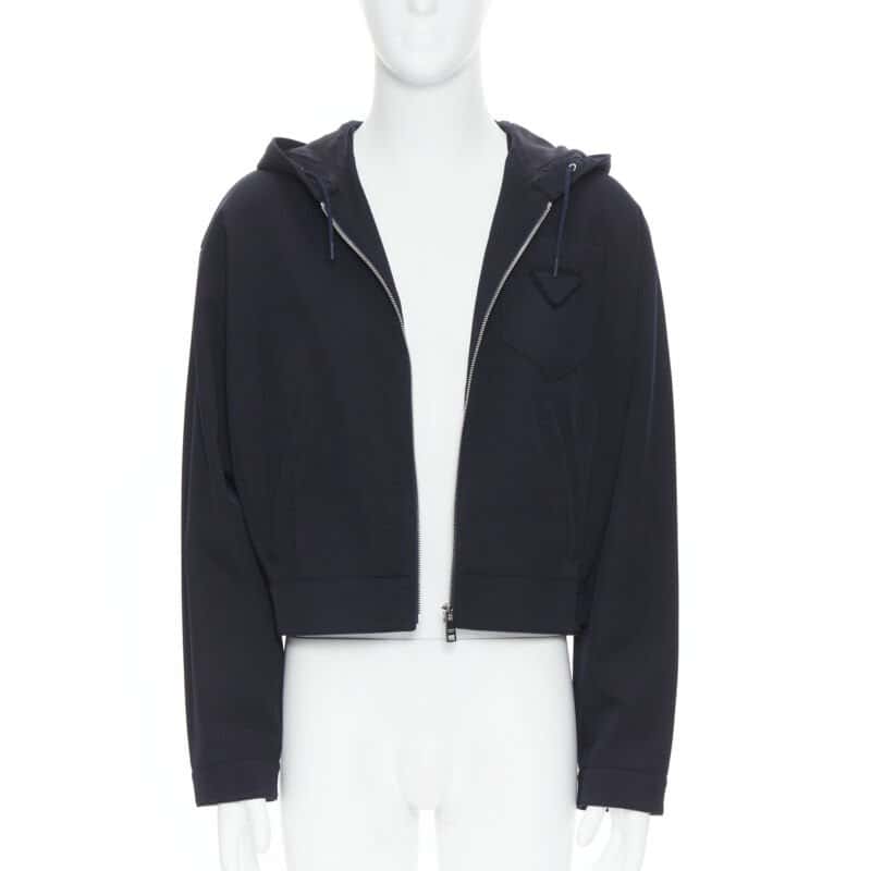 Prada Triangle Pocket Jacket Navy Cotton Never worn, with tag - Front View