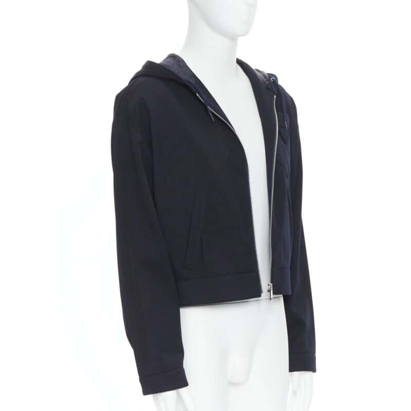 Prada Triangle Pocket Jacket Navy Cotton Never worn, with tag - Model View