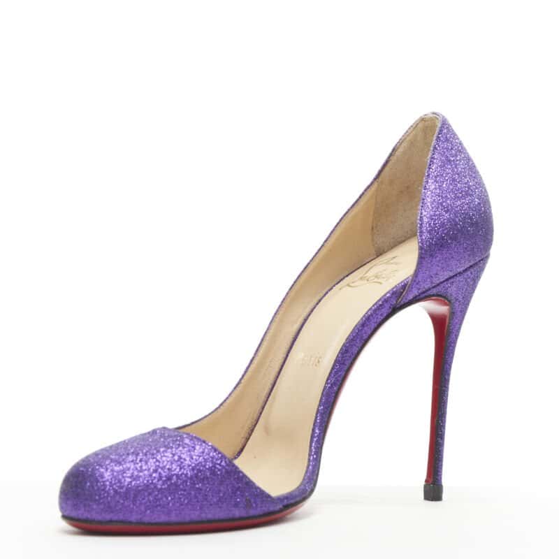 Christian Louboutin Glitter D'Orsay Pumps Purple Leather Very good - Inside View