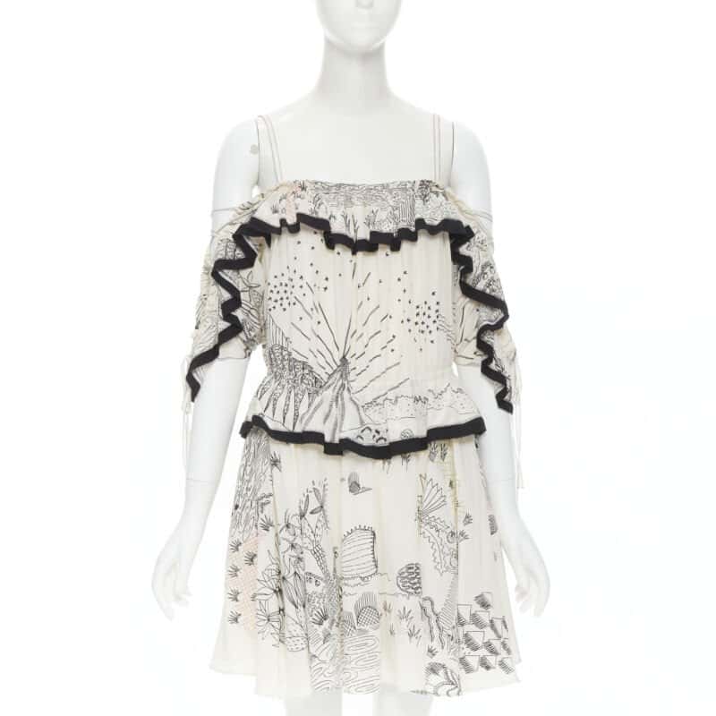 Valentino Garavani Garden Print Dress Beige Silk Never worn, with tag - Front View