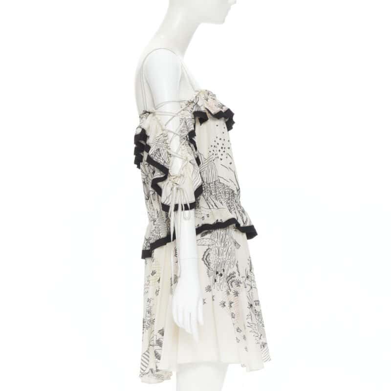 Valentino Garavani Garden Print Dress Beige Silk Never worn, with tag - Model View